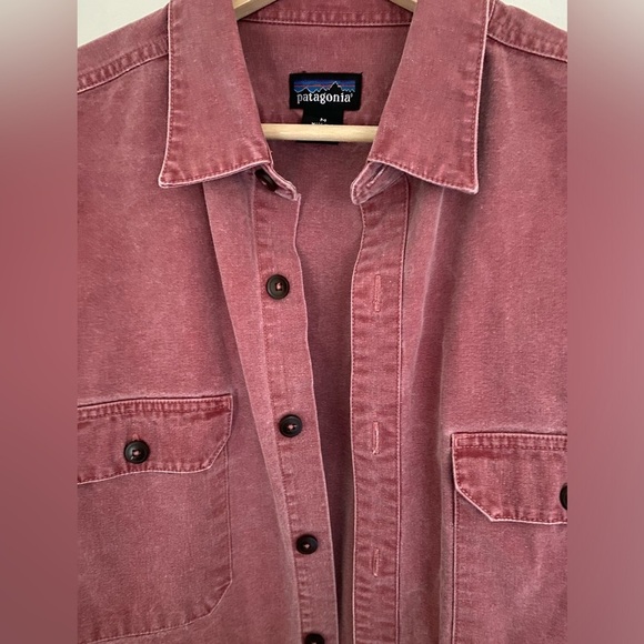 PATAGONIA Mens Denim Chambray Button Up Overshirt Red Jacket size Medium - Picture 5 of 6